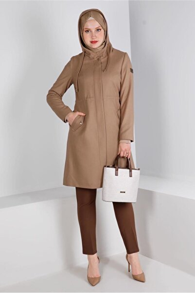 TRENDTESETTÜR WOMEN'S COFFEE (A.CAMEL) HOODED COAT T 90378