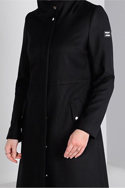 TRENDTESETTÜR WOMEN'S BLACK HOODED COAT T 90378