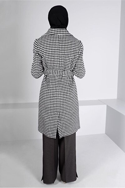 TRENDTESETTÜR WOMEN'S BLACK (BLACK-CREAM) BELLOWED COAT T 90312