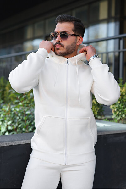 Berka Men's 3 Thread Fleece-Lined Baggy Tracksuit Set, Oversized Winter Hooded Zipper Premium