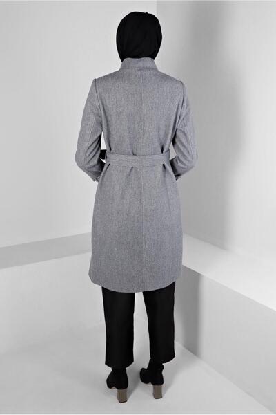 TRENDTESETTÜR Women's Gray Belted Coat t 90301
