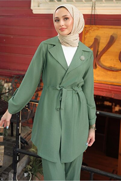 TRENDTESETTÜR Women's Green (Mint) Brooch and Pants Suit t 3674