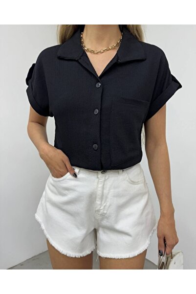 Modamorfo Double sleeve single pocket buttoned shirt - black