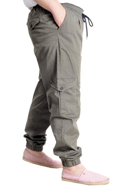 ModeXL Mode Xl Large Size Men's Linen Cargo Jogger Valencia 21911 Khaki