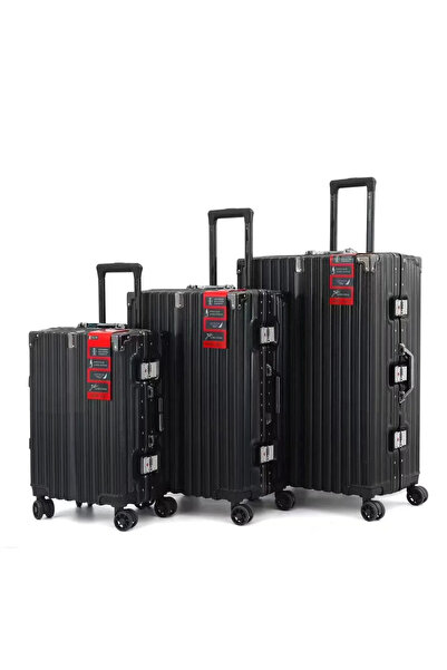 Prosperity Luxury Travel Suitcase Vintage Suitcase Set W/ Mute Universal Wheel Combination Lock - Silver Gray