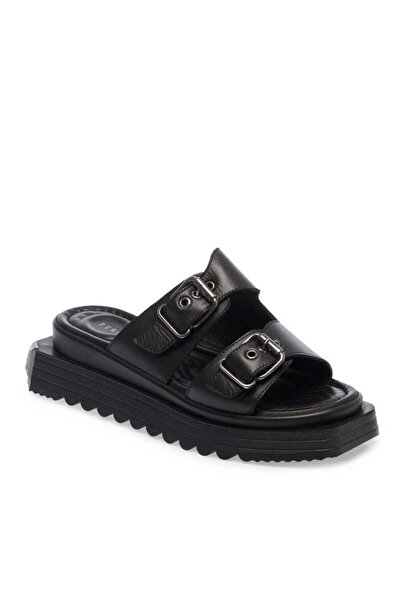 Tergan Siyah Hakiki Deri Kadın Terlik - K24Y1TR67153-A23