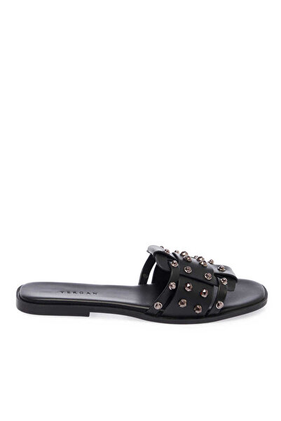 Tergan Siyah Vegan Kadın Terlik - K24Y1TR67081-D62