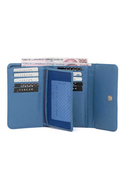 Tergan Blue Genuine Leather Women's Wallet - S1Cb00005730-K3A