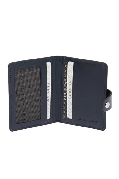 Tergan Navy Blue Genuine Leather Unisex Credit Card Holder - S1Kk00001653-O15