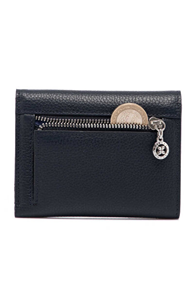 Tergan Navy Blue Genuine Leather Women's Wallet - S1Cb00005809-E83