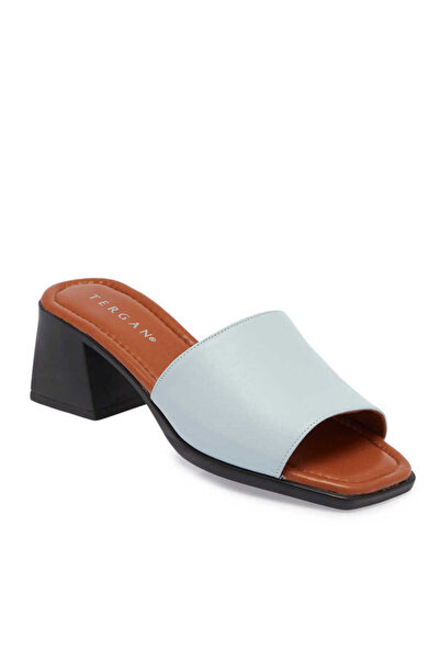 Tergan Mavi Hakiki Deri Kadın Terlik - K24Y1TR67242-S1M