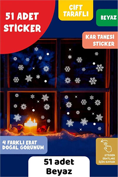 Bee Games Yılbaşı Kar Tanesi Cam Sticker Çift Yönlü Görünüm Yeni Yıl Süsleme ...