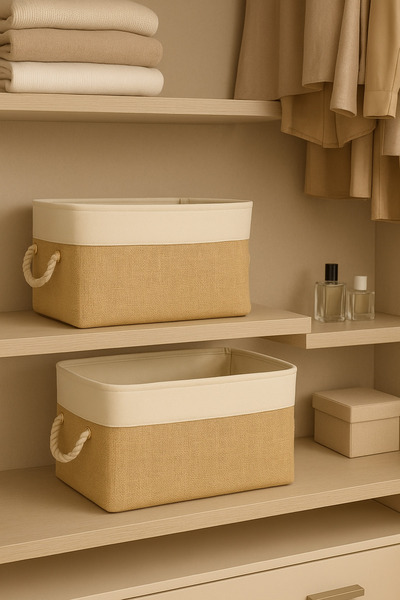 LUXWAY HOME 2 li Büyük Boy Jüt Dolap İçi Çamaşır Çocuk Odası Oyuncak Düzenley...