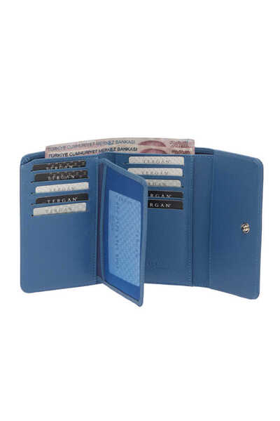 Tergan Blue Genuine Leather Women's Wallet - S1Cb00005788-I92