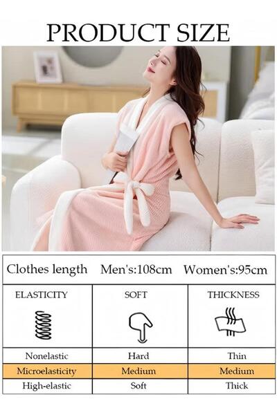 Generic Women's Bath Robe, Wearable Bath Towel with Side Pocket Wrap Shower Wrap Towel Dress Bathrobe Waffle