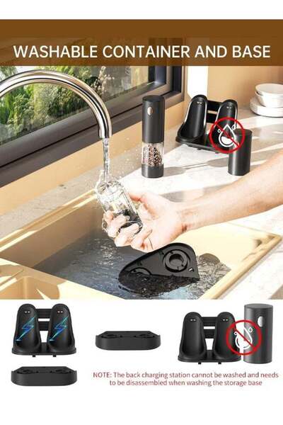Bukela Electric Salt & Pepper Grinder Set with Charging Base, Adjustable