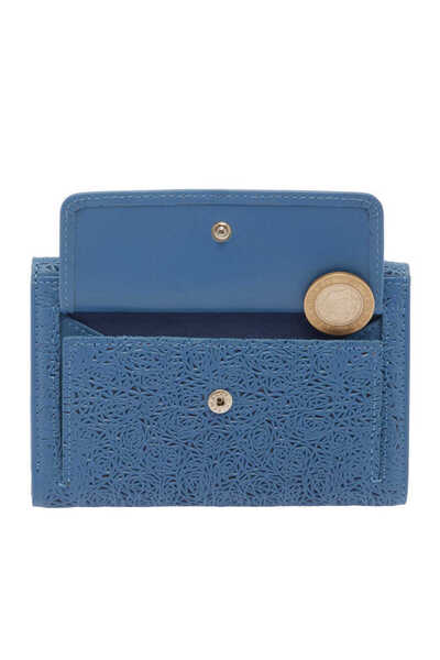 Tergan Blue Genuine Leather Women's Wallet - S1Cb00005788-I92
