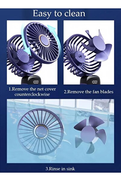 Generic Portable Mini Handheld Fan for Travel, Rechargeable Fan, 5 Speed Ultra Quiet Desk Fan
