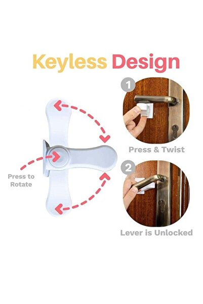 Bukela 2-Pack Child Proof Door Handle Locks, 3M Adhesive, No Drilling