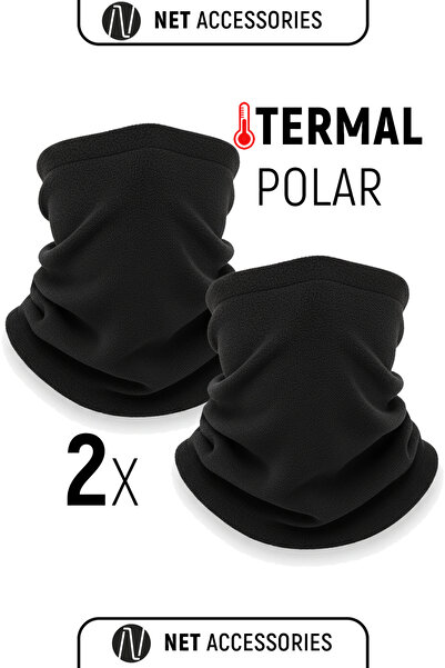 Net Tekstil Set of Two Black Thermal Fleece Cold-Proof Neck Collar Unisex Cotton Winter