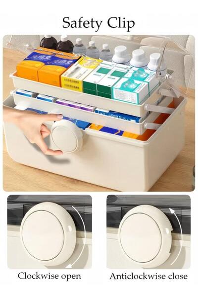 Generic Medicine Box Plastic Medicine Storage Box Family Emergency Kit Medical Kit 3 Layers