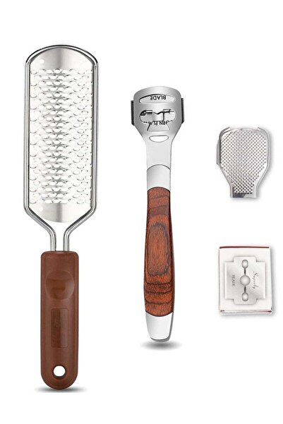 Bukela مجموعة إزالة مسامير القدم مع 10 رؤوس ومقبض خشبي ومكشطة للكعب