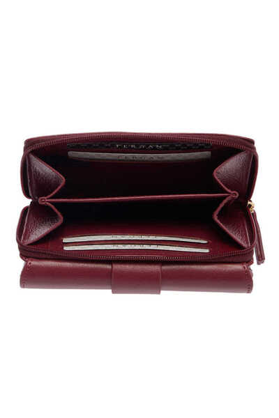 Tergan Claret Red Genuine Leather Women's Wallet - S1Cb00005813-K16