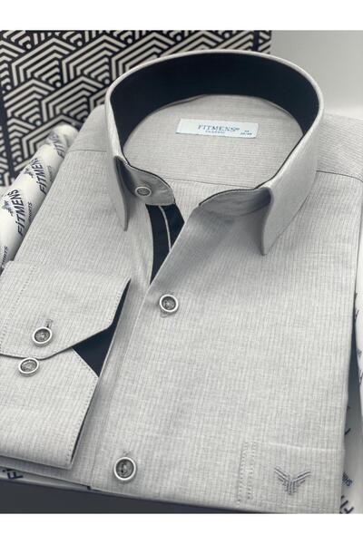 Fitmens Classic Long Sleeve Linen Cotton Gift Boxed Men's Shirt Fs-001261 - Light Grey