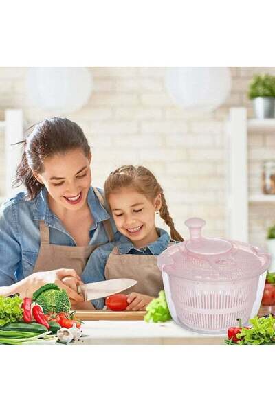 Arabest Large Salad Spinner, BPA-Free, Quick Dry, Pink for Fruits and Veggies