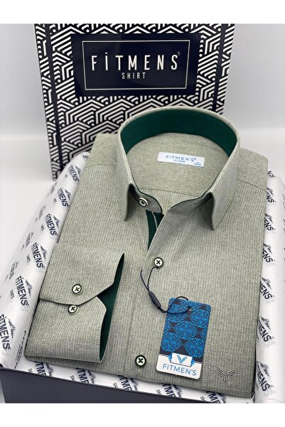 Fitmens Classic Long Sleeve Linen Cotton Gift Boxed Men's Shirt Fs-001261 - Green
