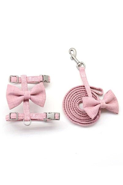 Bukela طقم حزام ومقود للقطط، قابل للتعديل، وردي اللون للحيوانات الأليفة الصغيرة