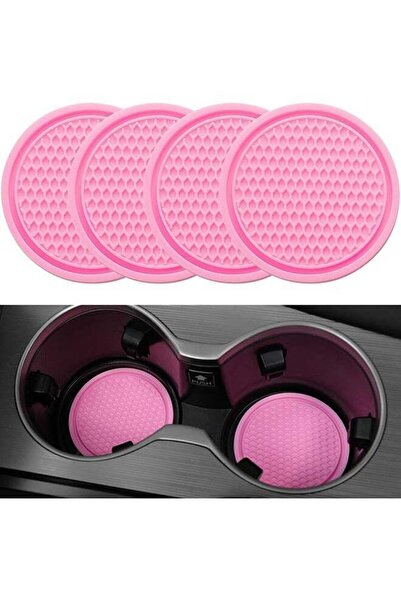 Bukela 4-Pack Car Cup Coasters, Non-slip, Pink