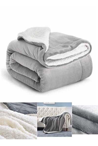 Bukela Sherpa Fleece Throw Blanket, Twin Size, Light Grey for Couch & Bed