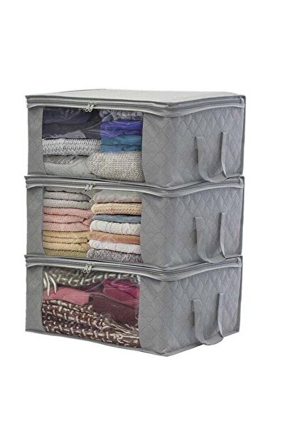 Arabest 2 Pcs Large Foldable Storage Bags, 49x36x21cm, Grey for Organization