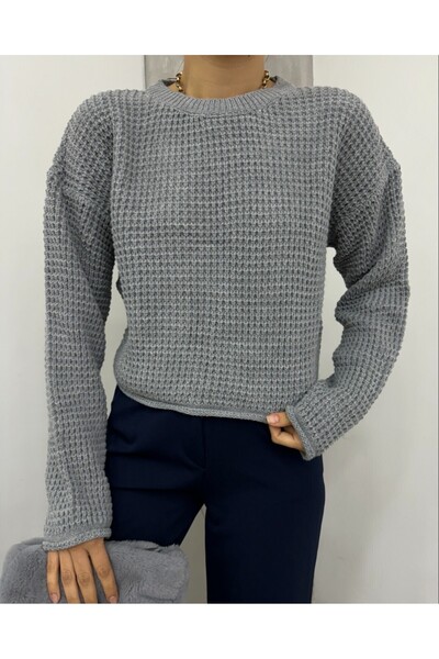 Modamorfo В'язаний светр з круглим коміром - сірий