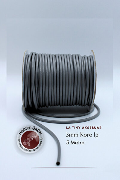 LA TINY AKSESUAR 5 Meters Korean Cord, Hobby, Necklace, Bracelet Jewelry Making - 3mm Thick Cord - Gray
