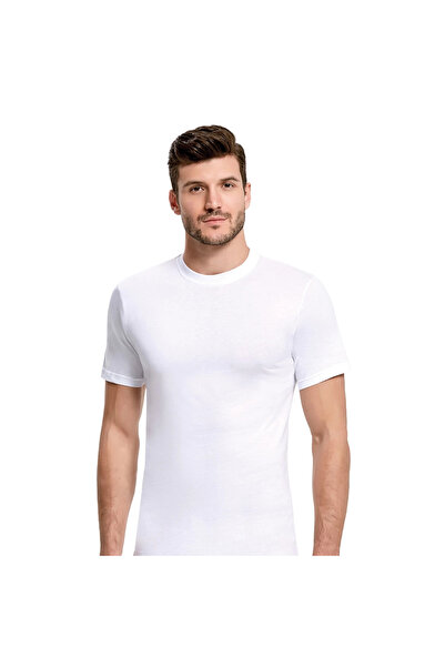 İlke قميص داخلي رجالي برقبة دائرية وأكمام قصيرة