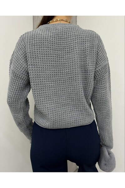 Modamorfo В'язаний светр з круглим коміром - сірий