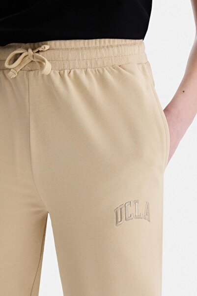 UCLA Jezebel Coffee Color Elasticated Cuffs Sweatpants Embroidered Standard Fit Women's Sweatpants