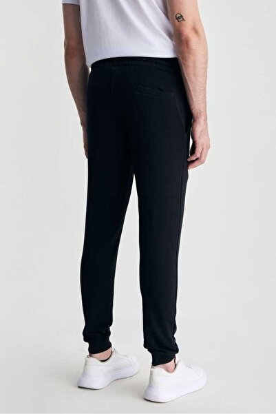 UCLA OTTO Black Comfortable Leg Embroidered Standard Fit Men's Tracksuit Bottom