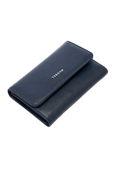 Tergan Navy Blue Genuine Leather Women's Wallet - S1Cb00005730-O15