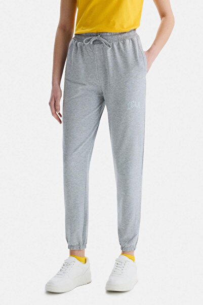UCLA Jezebel Gray Elastic Cuffed Sweatpants Embroidered Standard Fit Women's Sweatpants