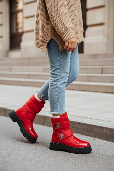 Zerenyus MİAX Paraşüt Kumaş Su Geçirmez Kırmızı Kar Botu