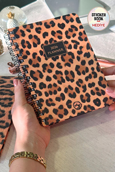 Le Color 2026 Haftalık Ajanda Spiralli A5 12 Aylık Leopard