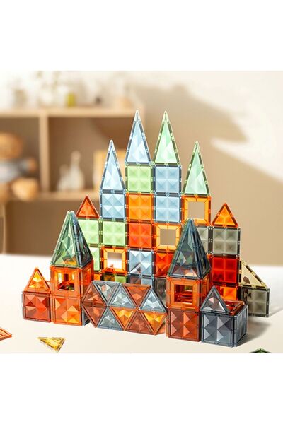 SOLTOY SOLTOY Creative Magnetic Educational Set 62 elements, magnetic blocks and 10 cars, multicolor