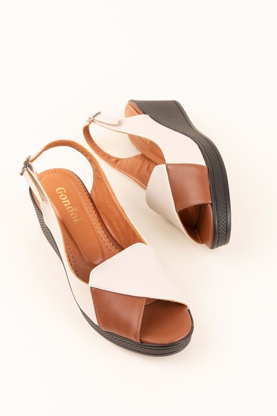 Gondol Γυναικεία πέδιλα casual από γνήσιο δέρμα mik.2900 Cream Tan