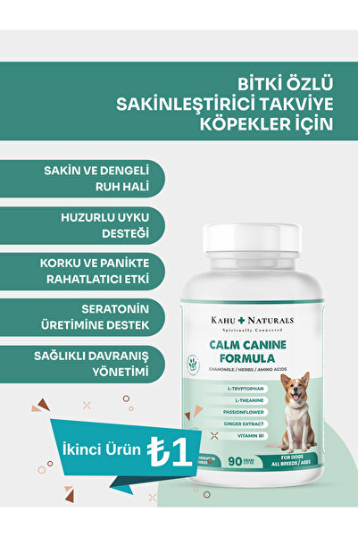 Kahu Naturals Spiritually Connected Calm Canine, Köpekler Için Bitki Özlü Sakinleştirici Rahatlatıcı Takviye, 60 Tablet