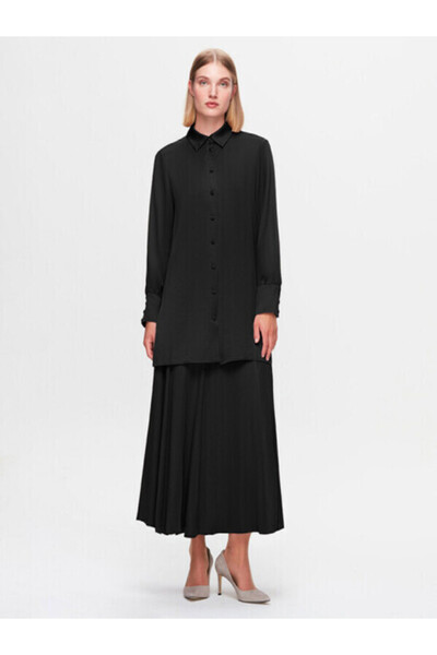 MISS DALIDA T25K-2005 Cupro Kloş Etek BLACK