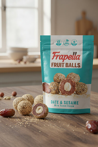 Frapella Sesame Covered Tahini Cream Filled Fruit Ball 80 Gr. X 6 Pack