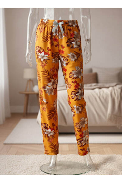 Altınay Floral Motif Pocketless Viscose Summer Women's Pajama Bottoms